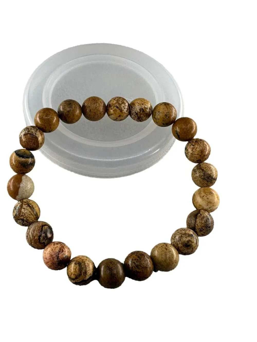 8mm Natural Yellow Picture Jasper Bead Bracelet Genuine Gemstone Custom Size
